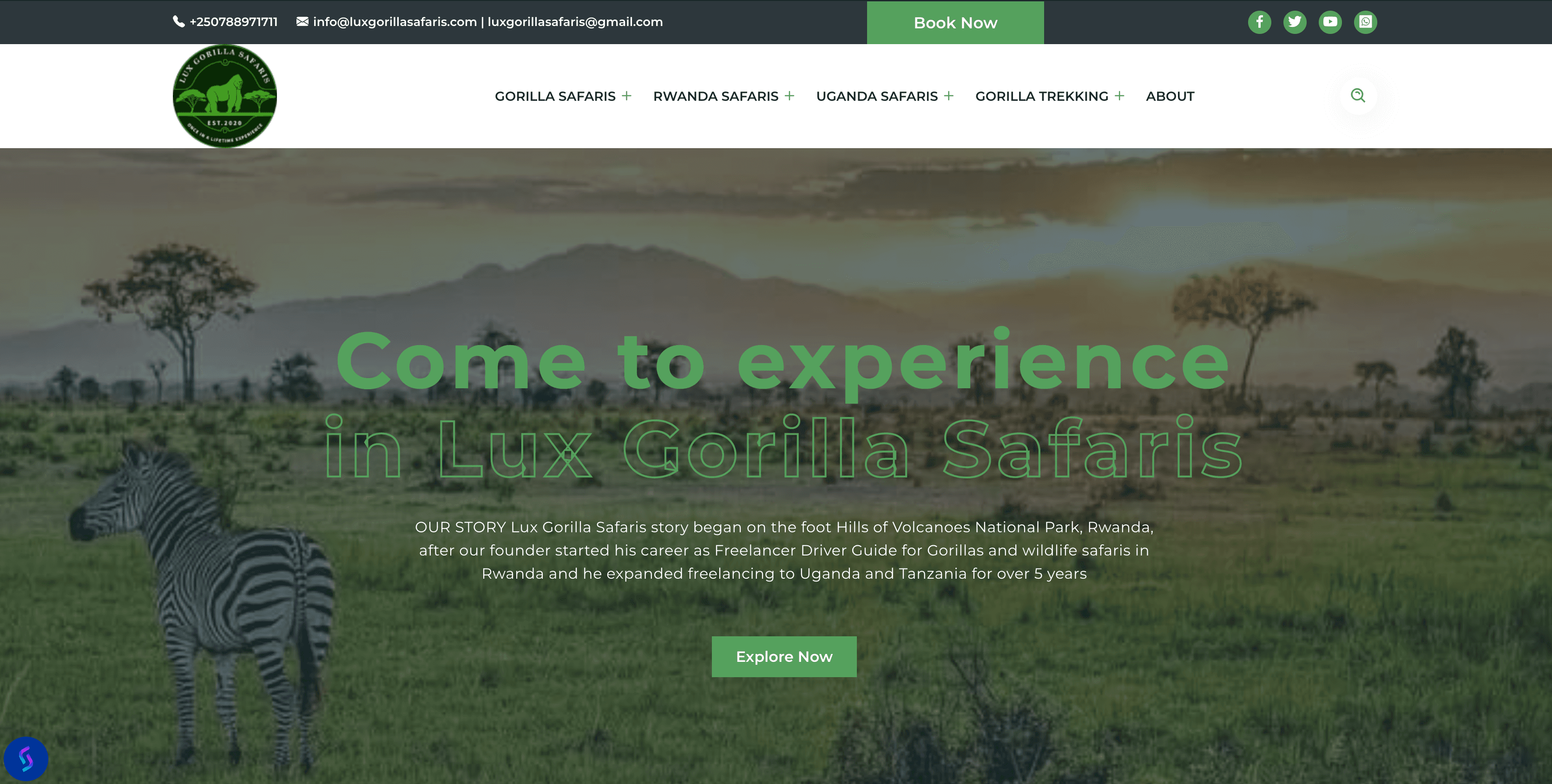 Lux Gorilla Safaris - web platform built by Enoveta in Rwanda