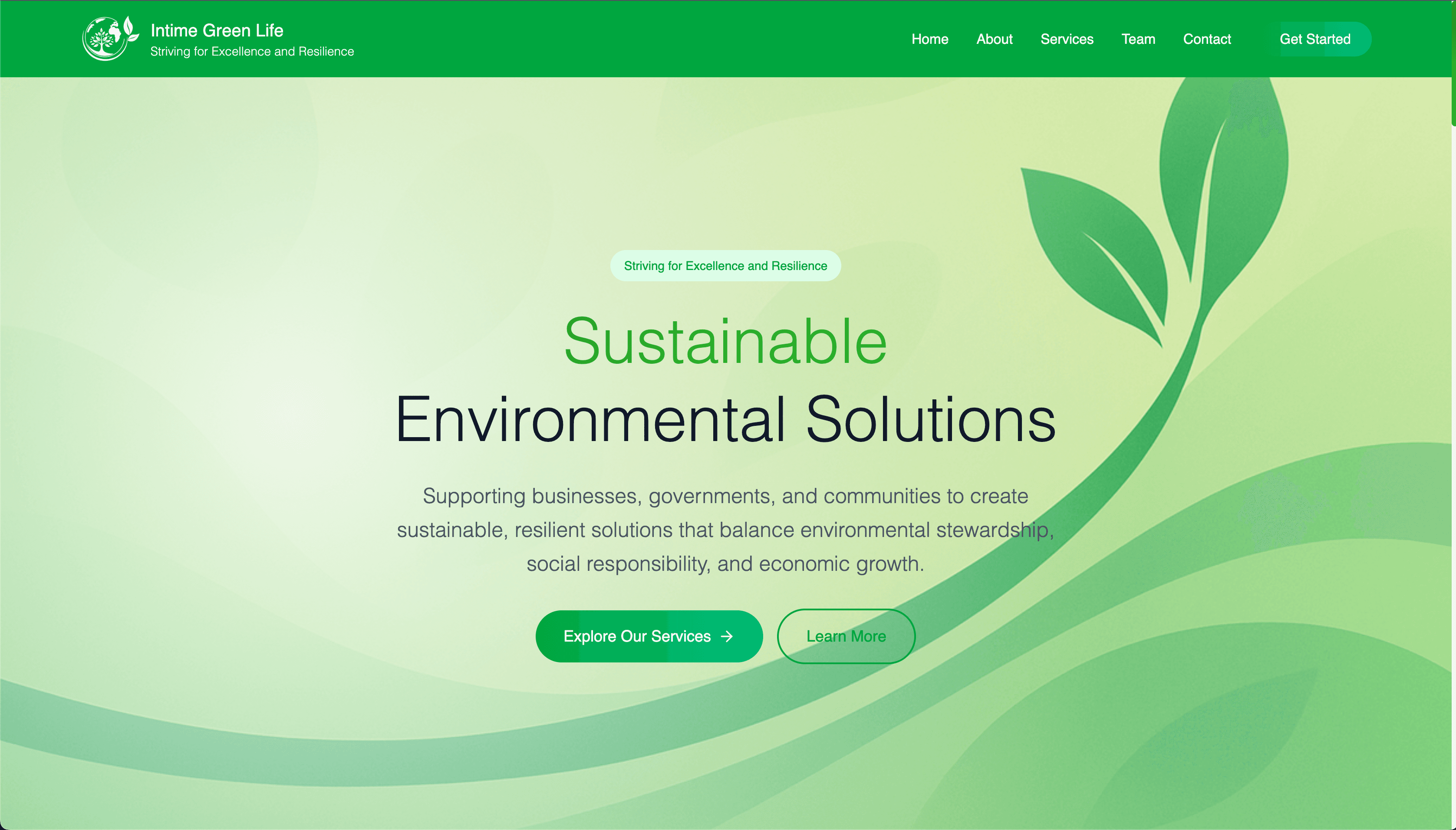 Intime Green Life Website - web platform built by Enoveta in Rwanda