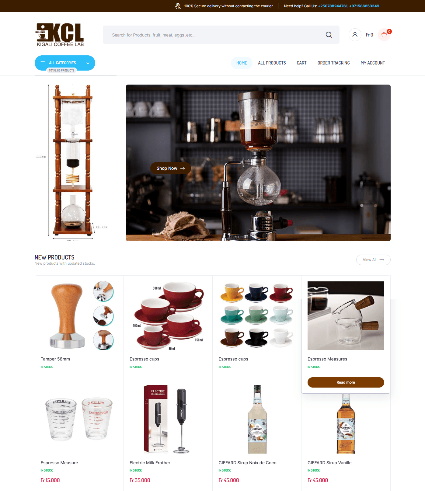 Kigali Coffee Lab E-commerce - web platform built by Enoveta in Rwanda