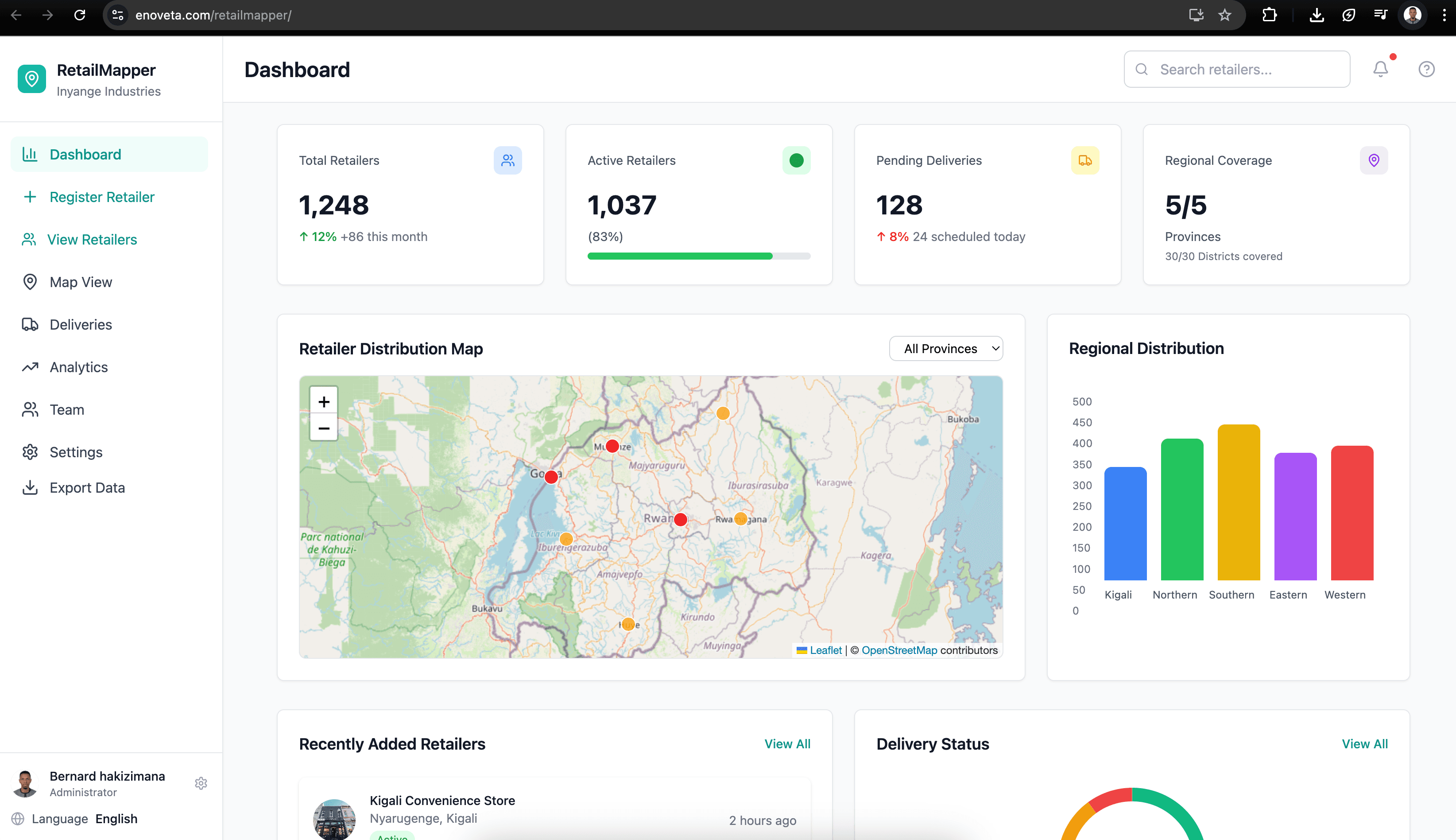 Retail Mapper Platform - software built by Enoveta in Rwanda