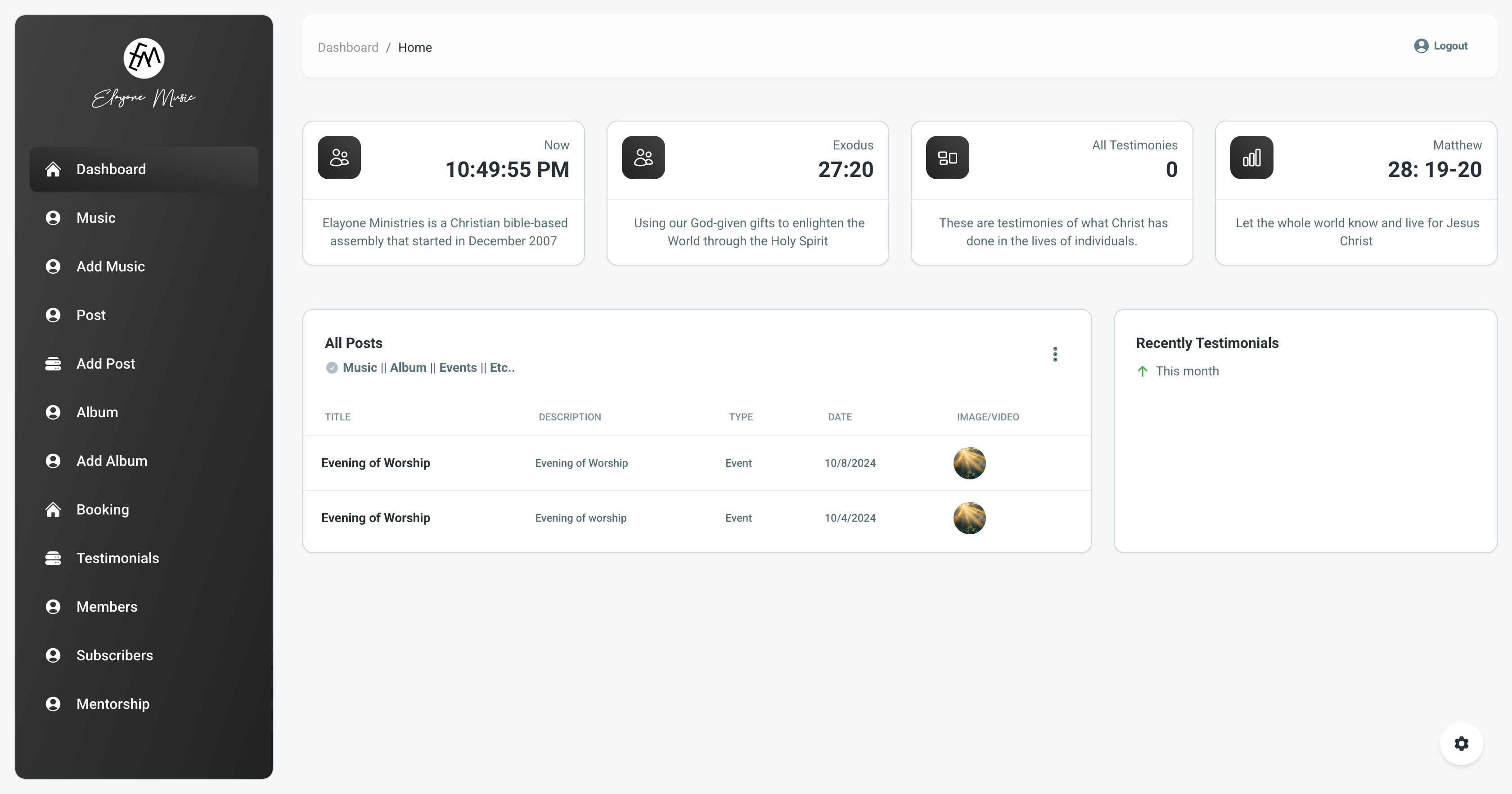 Elayone Music Management System - software built by Enoveta in Rwanda